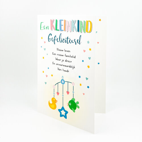 WENSKAART-   EEN KLEINDKIND GEFELICITEERD 