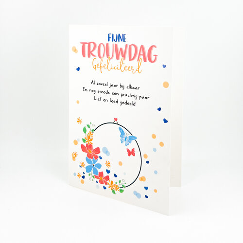 WENSKAART-  FIJNE TROUWDAG GEFELICIEERD 