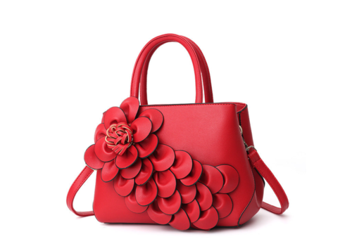 HANDTAS BLOEMEN ROOD