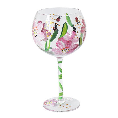 GIN GLAS ROZE KLAPROOS EN LIEVEHEERSBEESTJES 