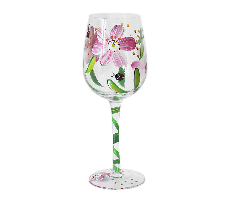 WIJNGLAS ROZE KLAPROOS & LIEVEHEERSBEESTJES
