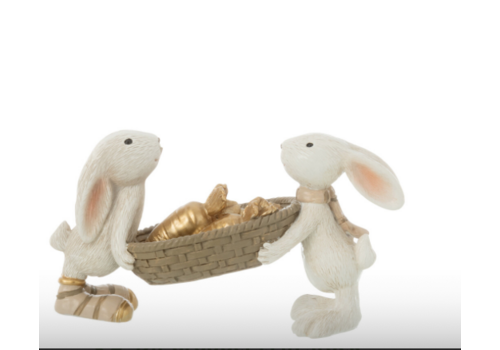 J-Line 2 KONIJNEN- MET MANDJE WORTELS