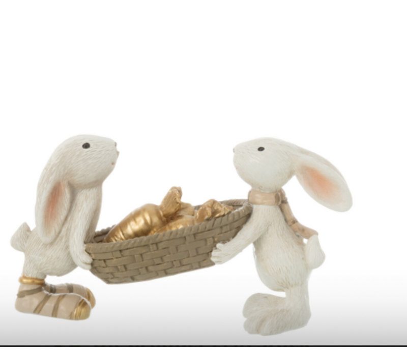 2 KONIJNEN- MET MANDJE WORTELS