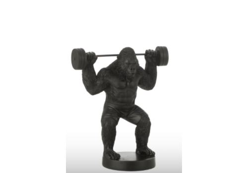 J-Line BEELD - GORILLA GEWICHTHEFFEN  ZWART
