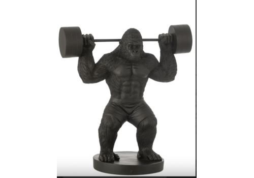 J-Line BEELD - GORILLA GEWICHTHEFFEN  ZWART