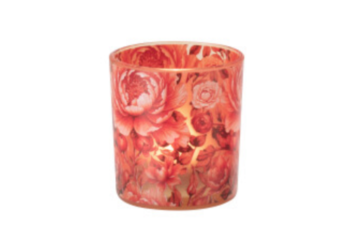 J-Line THEELICHTHOUDER BLOEMEN ORANJE SMALL