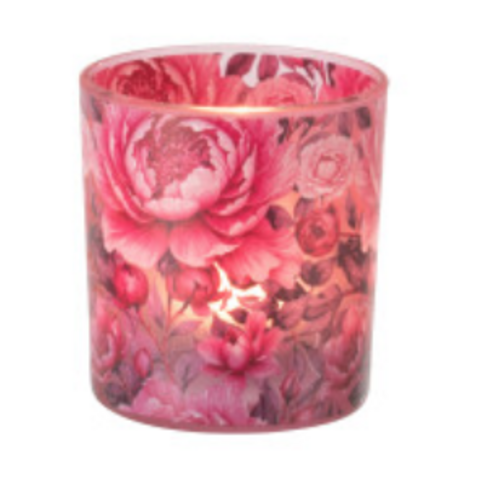 THEELICHTHOUDER - ROZE BLOEMEN SMALL 