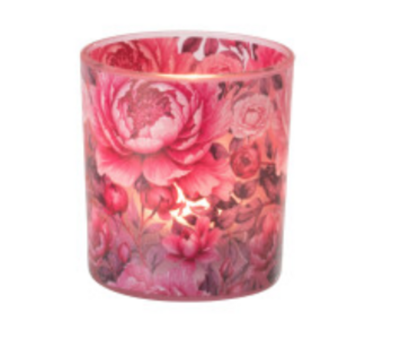 THEELICHTHOUDER - ROZE BLOEMEN SMALL