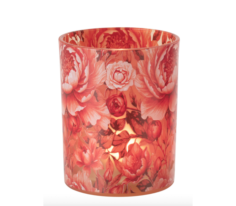 THEELICHTHOUDER - ORANJE BLOEMEN M