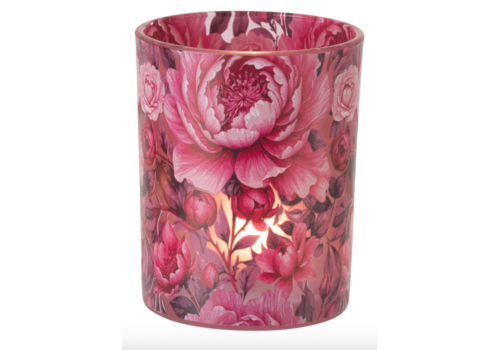 J-Line THEELICHTHOUDER - BLOEMEN ROZE MEDIUM