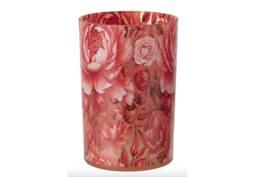 J-Line THEELICHTHOUDER - ORANJE BLOEMEN LARGE