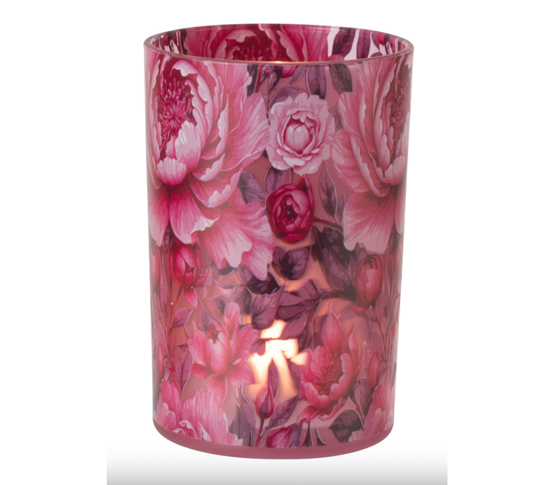 THEELICHTHOUDER - ROZE BLOEMEN LARGE