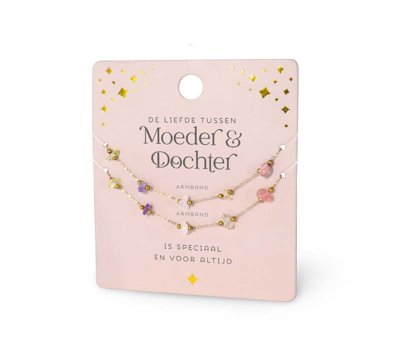 EDELSTEEN ARMBAND - MOEDER EN DOCHTER SET