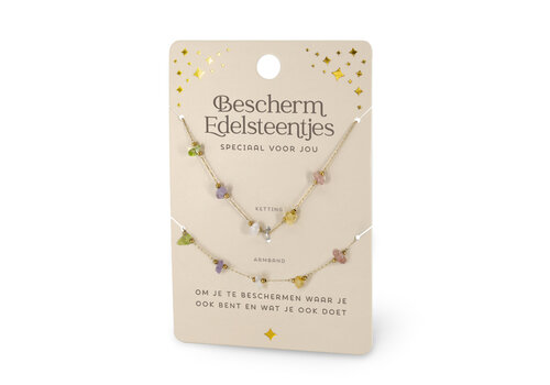EDELSTEEN ARMBAND & KETTING SET - BESCHERMEDELSTEENTJES