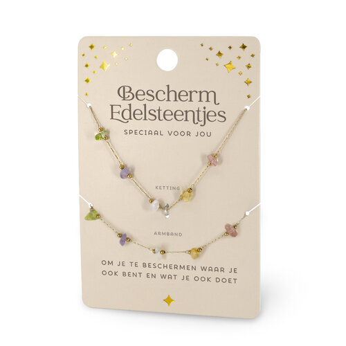 EDELSTEEN ARMBAND & KETTING SET - BESCHERMEDELSTEENTJES 