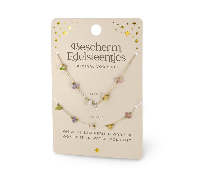 EDELSTEEN ARMBAND & KETTING SET - BESCHERMEDELSTEENTJES