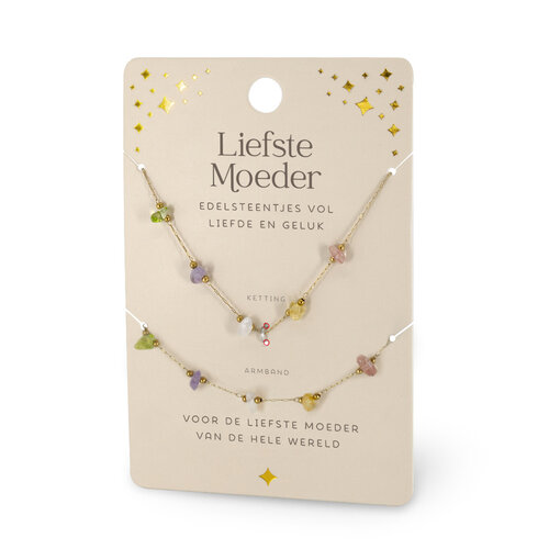 EDELSTEEN ARMBAND & KETTING SET - LIEFSTE MOEDER 