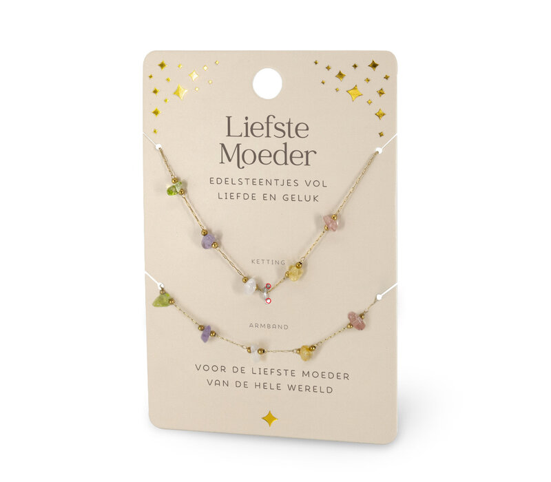 EDELSTEEN ARMBAND & KETTING SET - LIEFSTE MOEDER