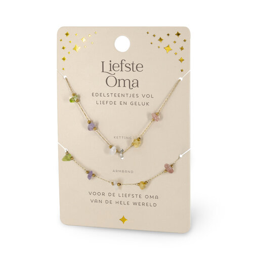 EDELSTEEN ARMBAND & KETTING SET - LIEFSTE OMA 