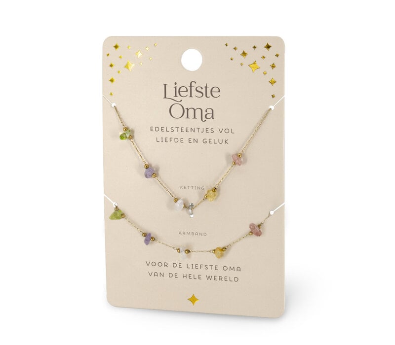 EDELSTEEN ARMBAND & KETTING SET - LIEFSTE OMA