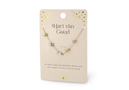 EDELSTEEN KETTING - HART VAN GOUD