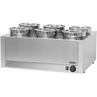 Bain Marie à Sauce Inox | 6 x 4,5 Litres | 1200W | 750x600x350(h)mm