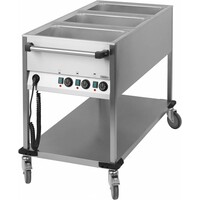 Chariot Bain Marie Inox - Verticale 3x GN 1/1 - 2100W - 1250x700x900(h)mm