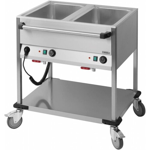 Casselin Chariot Bain Marie Inox - 2x GN 1/1 - 2100W - 850x700x900(h)mm