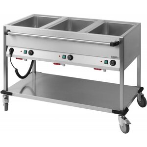 Casselin Chariot Bain Marie Inox - Horizontale 3x GN 1/1 - 2100W - 1250x700x900(h)mm