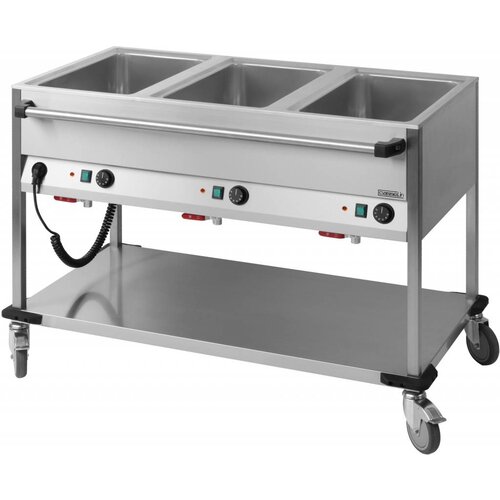 Casselin Chariot Bain Marie Inox - Horizontale 3x GN 1/1 - 2100W - 1250x700x900(h)mm