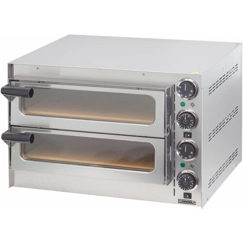 Casselin Four à Pizza Inox Double | 230V | 2 Pizza Ø350mm | 550x420x375(h)mm