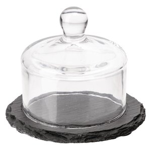 CHRselect Plateau Ardoise avec Cloche en Verre | APS | Ø105x80mm