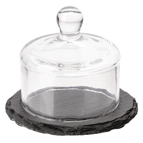 CHRselect Plateau Ardoise avec Cloche en Verre | APS | Ø105x80mm