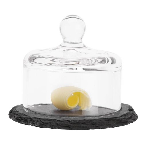 CHRselect Plateau Ardoise avec Cloche en Verre | APS | Ø105x80mm