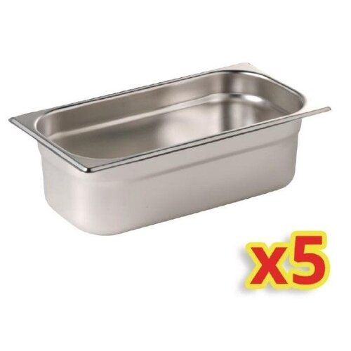 CHRselect Set de 5 Bacs Inox GN 1/4 - 100mm De Profondeur