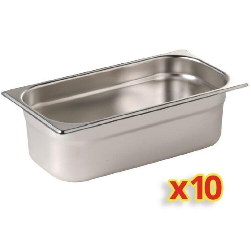 CHRselect Set de 10 Bacs Inox GN 1/4 - 100mm De Profondeur