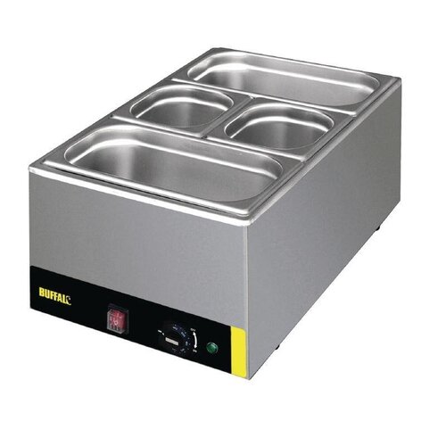 Buffalo Bain Marie Inox SPECIALE | 2x GN1/3 + 2x GN1/6 | 150(p)mm | BACS GN et COUVERCLES INCLUS