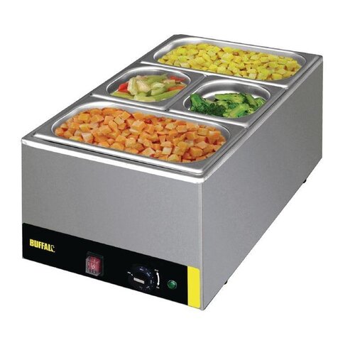 Buffalo Bain Marie Inox SPECIALE | 2x GN1/3 + 2x GN1/6 | 150(p)mm | BACS GN et COUVERCLES INCLUS
