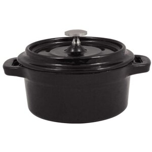CHRselect Mini-Cocotte Ronde En Fonte - Noire - 240ml - 130(L)x99(l)x49(h)mm