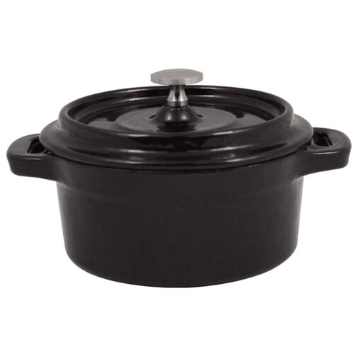 CHRselect Mini-Cocotte Ronde En Fonte - Noire - 240ml - 130(L)x99(l)x49(h)mm