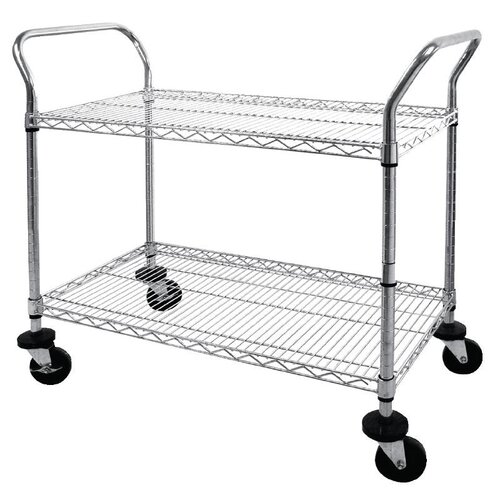 CHRselect Chariot De Service Inox - Fils Chromés - 2 Plateaux - 910x460x960(h)mm