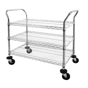 CHRselect Chariot De Service Inox - Fils Chromés - 3 Plateaux - 910x460x960(h)mm