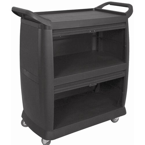 CHRselect Chariot De Service 3 Niveaux + Portes + Plateaux - Polypropylène - 460x980x1050(h)mm