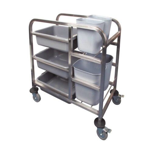 CHRselect Chariot De Cantine Inox - 3 Niveaux - 900x820x440mm