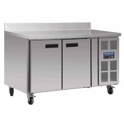 Polar Comptoir Congelé Inox | avec Dosseret | sur Roulettes | 700(p)x1360(l)x850(h)mm