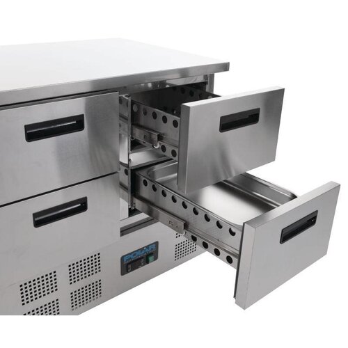 Polar Comptoir Réfrigéré Inox - 4 Portes - 240 Litres - 700(l)x900(L)x880(h)mm