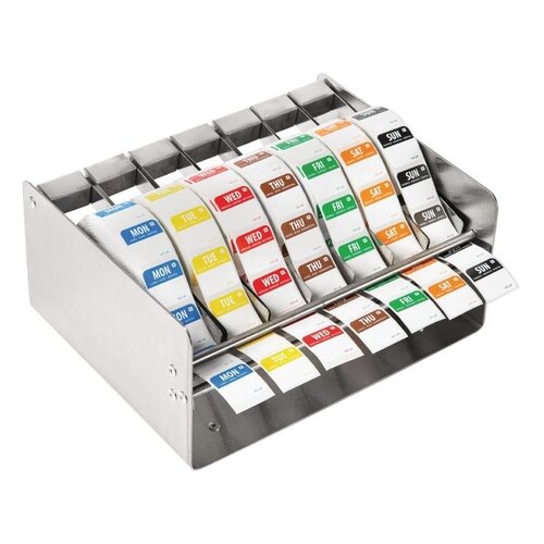 CHRselect Distributeur Inox +  7 Rouleaux D'Etiquettes Code Couleurs
