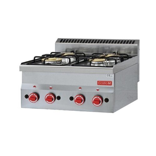 Gastro M Cuisinière à Gaz Inox - 4 Feux - 60/60PCG - 12,1kW - 600x600x280(H)mm