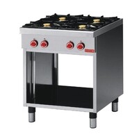 Cuisinière à Gaz Inox Sur Baie Ouverte - 4 Feux - Éco CEG 70 - 17,2kW - 700x650x850(H)mm