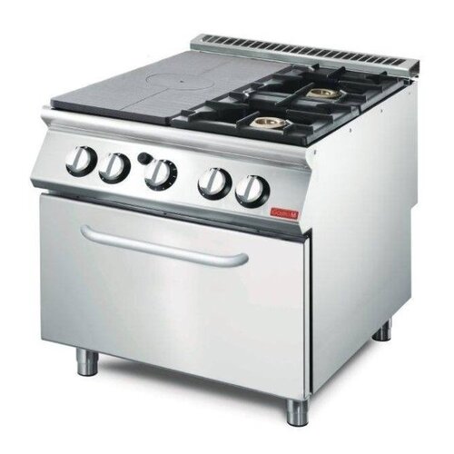 Gastro M Fourneaux Gaz 2 Feux et Plaques | Four Gaz | 18kW | 800x700x850(H)mm
